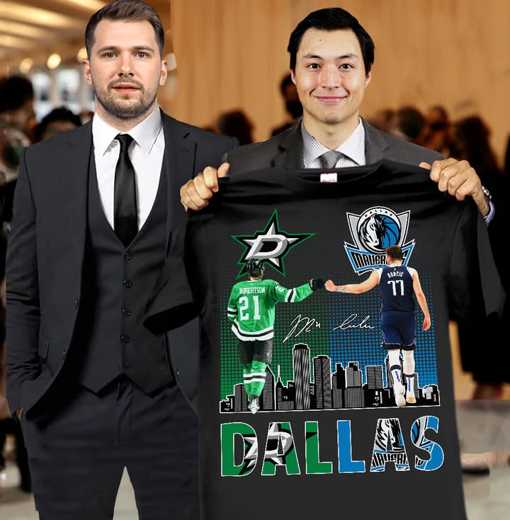 Dallas Cowboys Jason Robertson And Luka Doncic Signature T-Shirt Gifts For Football Fans