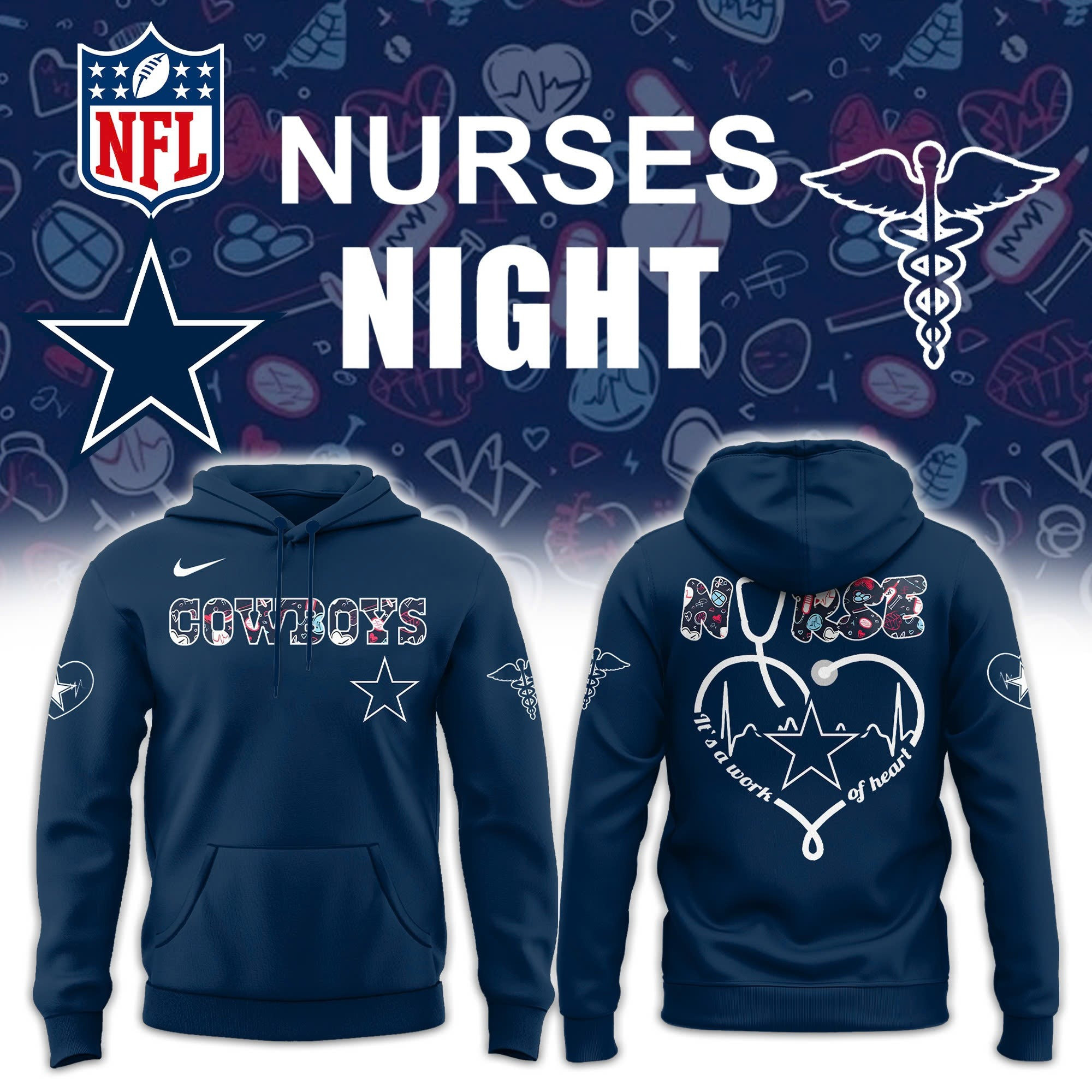 Dallas Cowboys x Nurses Night Hoodie Presents For Baseball Lovers