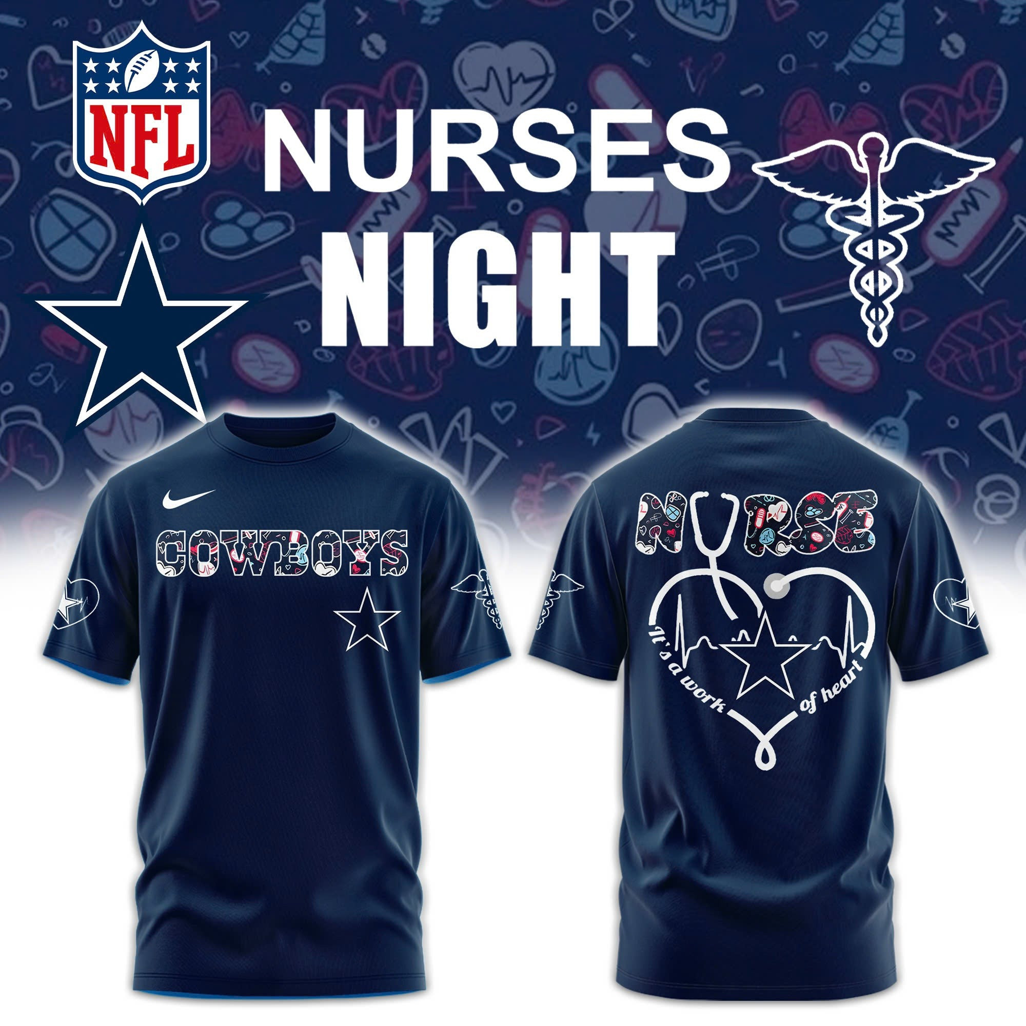 Dallas Cowboys x Nurses Night T-shirt Best Gifts For Baseball Lovers