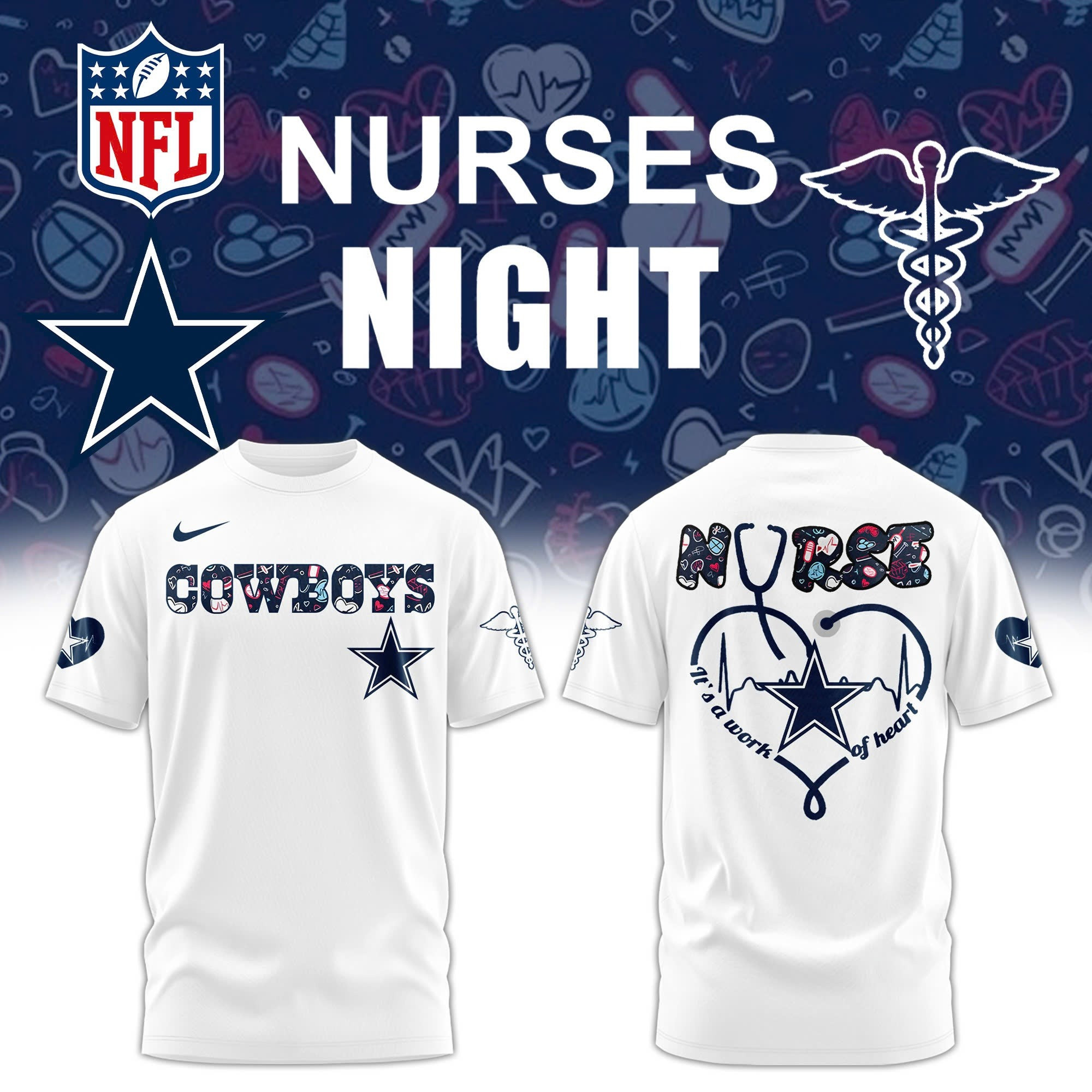 Dallas Cowboys x Nurses Night T-shirt Birthday Gifts For Baseball Fans