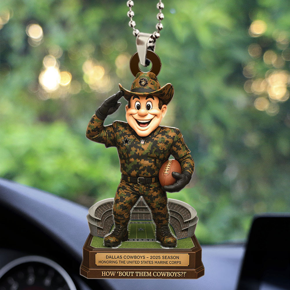 Dallas Cowboys X US Marine Corps Car Ornament USMC Veteran Merch Gifts For Football Lovers