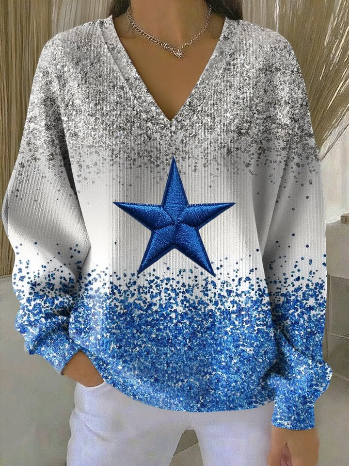 Dallas Football Long V-Neck Shirt Game Day Shirt DC Merch Football Fan Gift Ideas