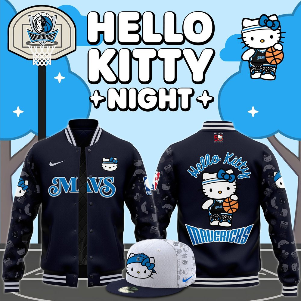 Dallas Mavericks x Hello Kitty Night 2025 Bomber Jacket Dallas Mavericks Merch Best Gifts For Basketball Fans