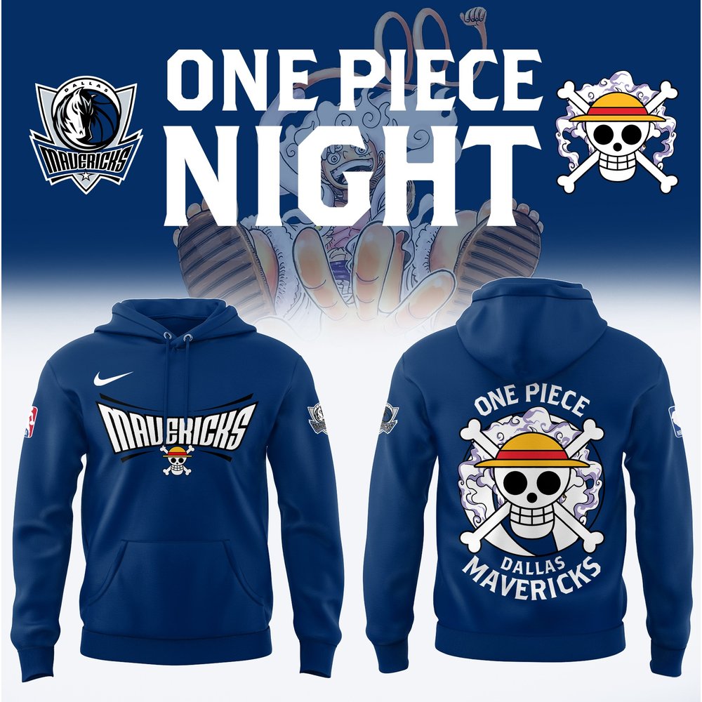 Dallas Mavericks x One Piece Night Navy Hoodie Dallas Mavericks Merch Unique Basketball Gifts For Fans