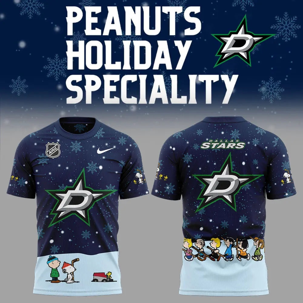 Dallas Stars Peanuts Hookey Shirt Snoopy Night Hockey T-Shirt Mom And Daughter Gifts