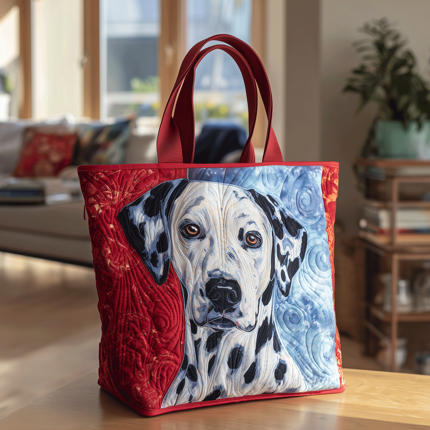 Dalmatian Whimsy Quilted Tote Bag Dog Presents For Humans
