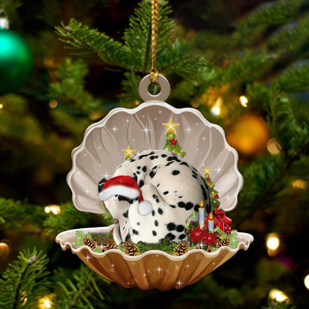 Dalmatian3 Sleeping in Pearl Dog Christmas Ornament Flat Acrylic