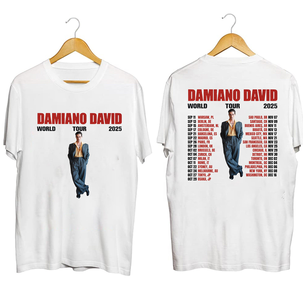 Damiano David World Tour 2025 Shirt Damiano David Merch Birthday Gifts For Music Lovers