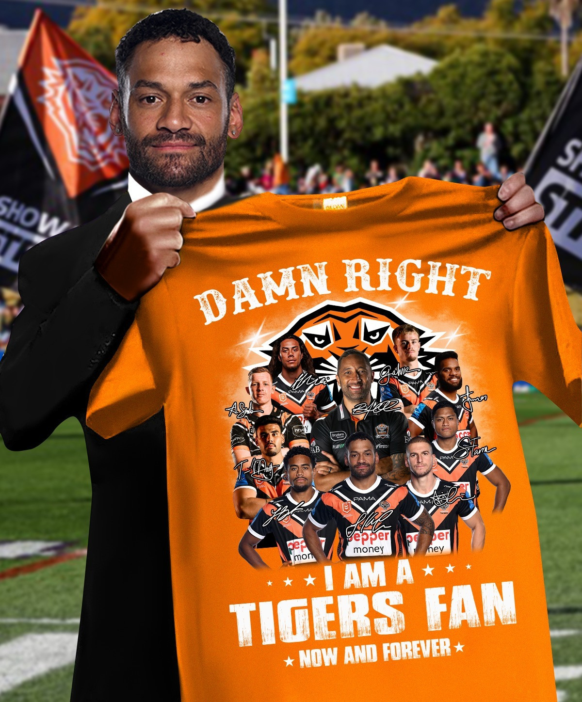 Damn Right I Am A Tigers Fan Now And Forever T-Shirt Sport Gifts For Tigers Fans
