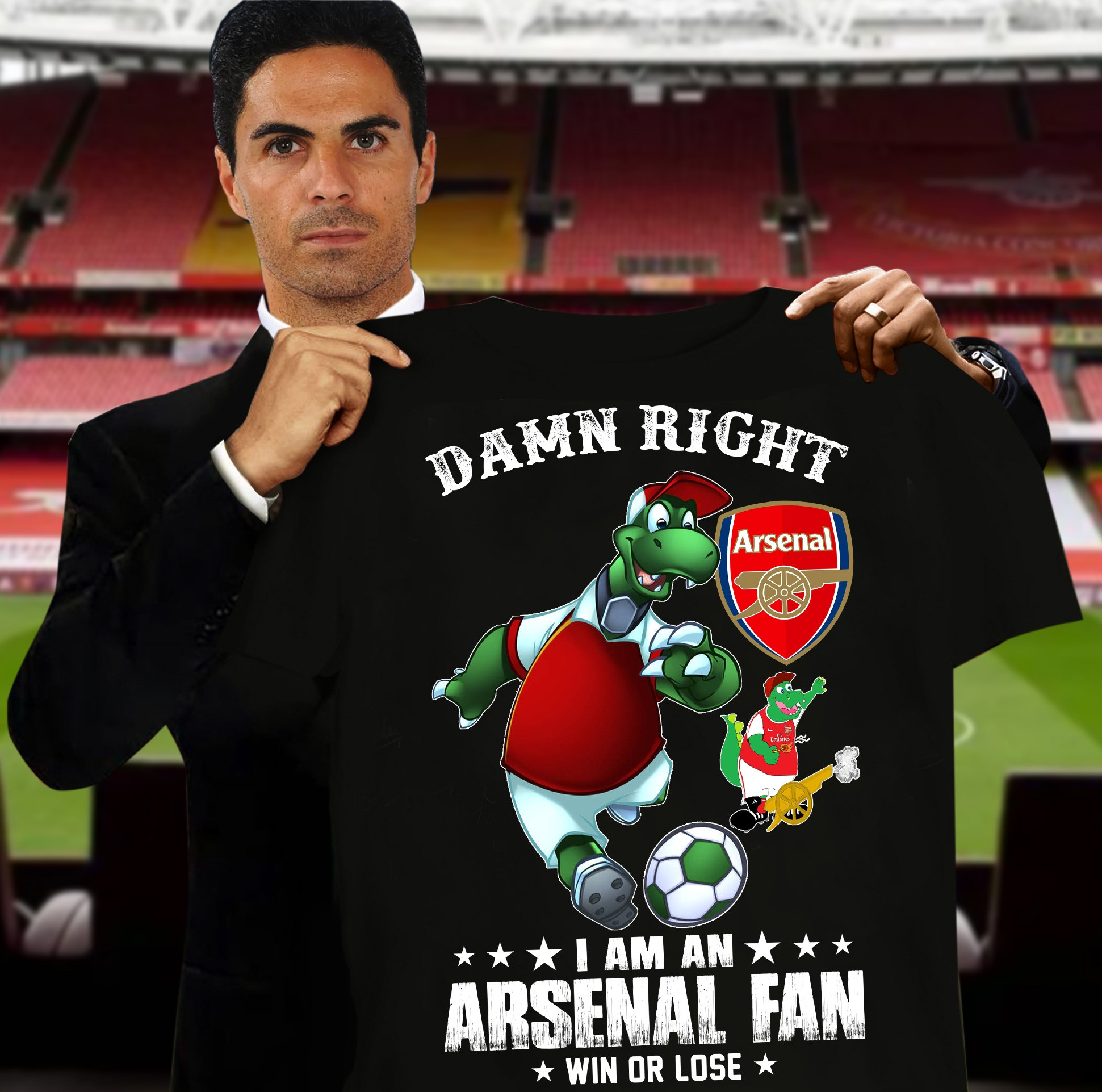 Damn Right I Am An Arsenal Fan Now Win Or Lose T-Shirt Gifts For Arsenal Fans For Him