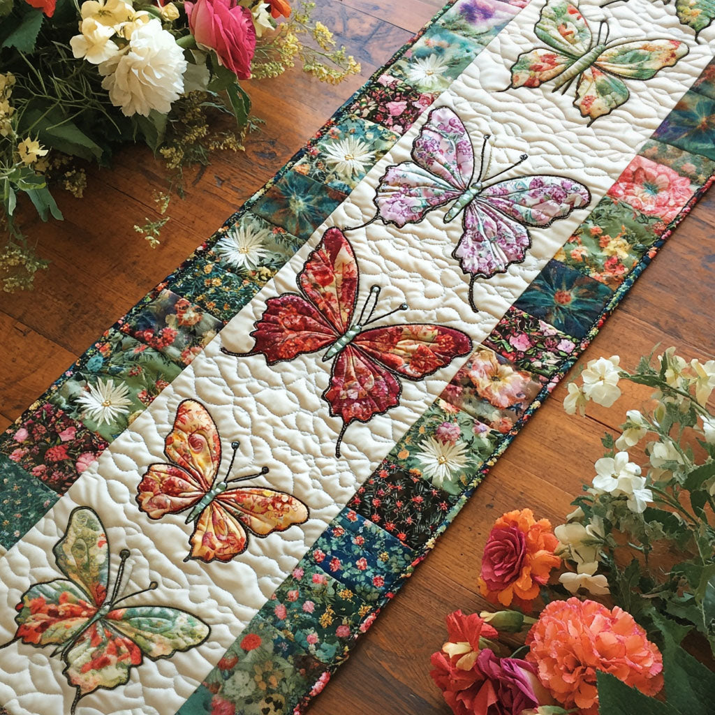 Dance of Butterflies Quilted Table Runner Dining Room Centerpieces Butterfly Gifts For Girlfriend