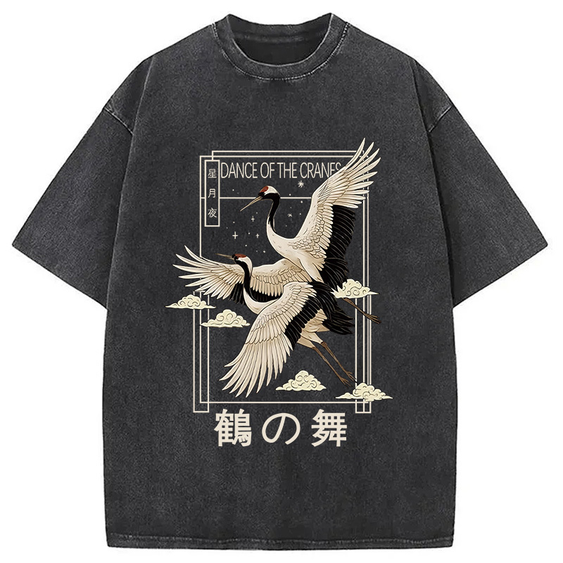 Dance Of The Cranes Washed T-Shirt Funny Graphic Gift For Friends Gifts For Her