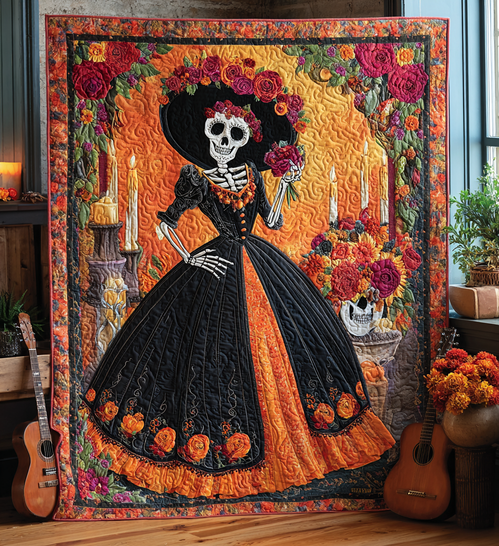 Dance of the Dead Quilted Blanket Day Of The Dead Blanket Gifts For The Family Christmas