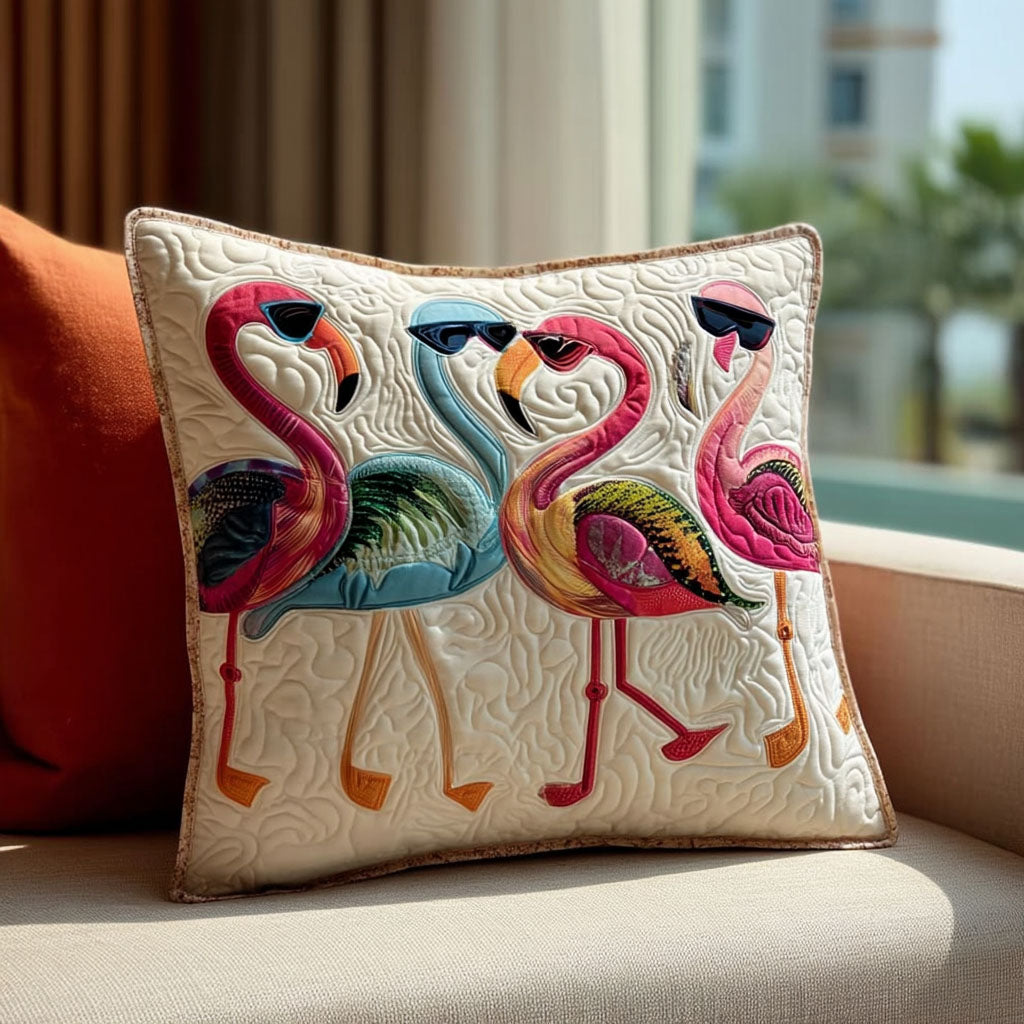 Dance of the Flamingo Quilted Pillow Case Cute Pillow Covers Flamingo Presents