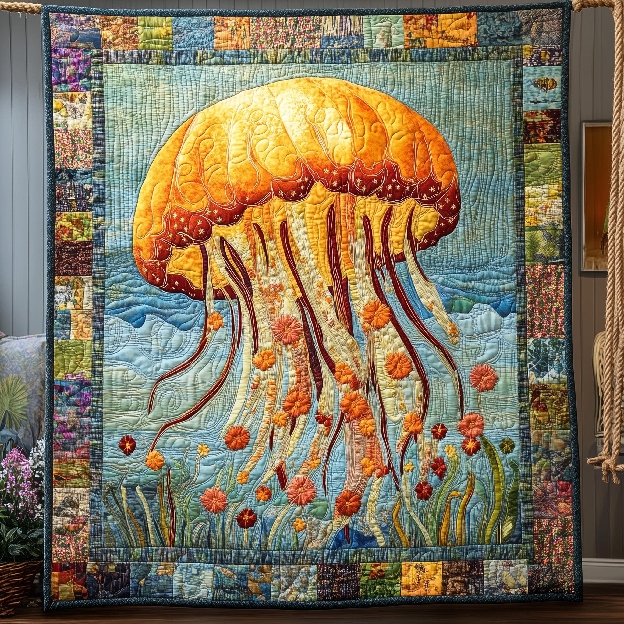 Dancer Of Ocean Quilted Blanket Sofa Throw BlanketJellyfish Xmas Gift