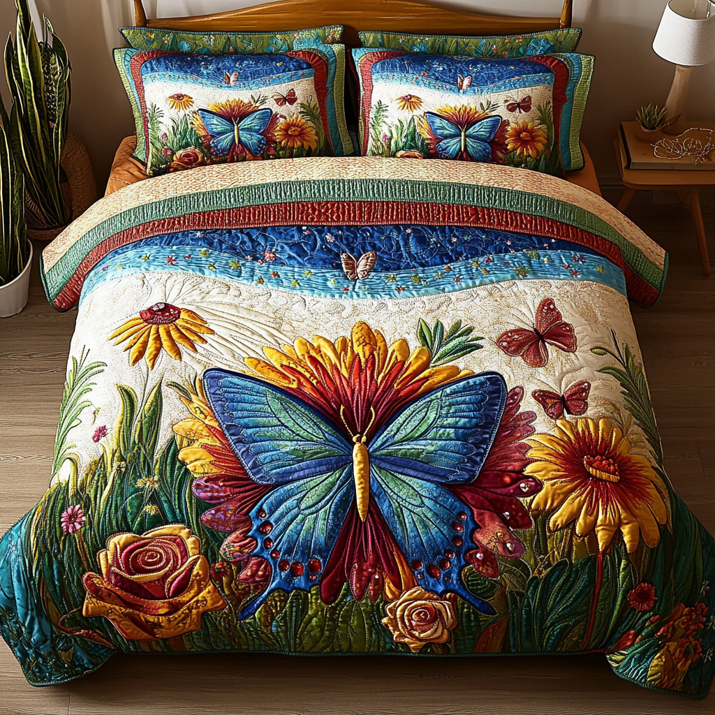 Dancing Breeze Quilted Bedding Set Bedroom Decor Ideas Butterfly Items For Lovers