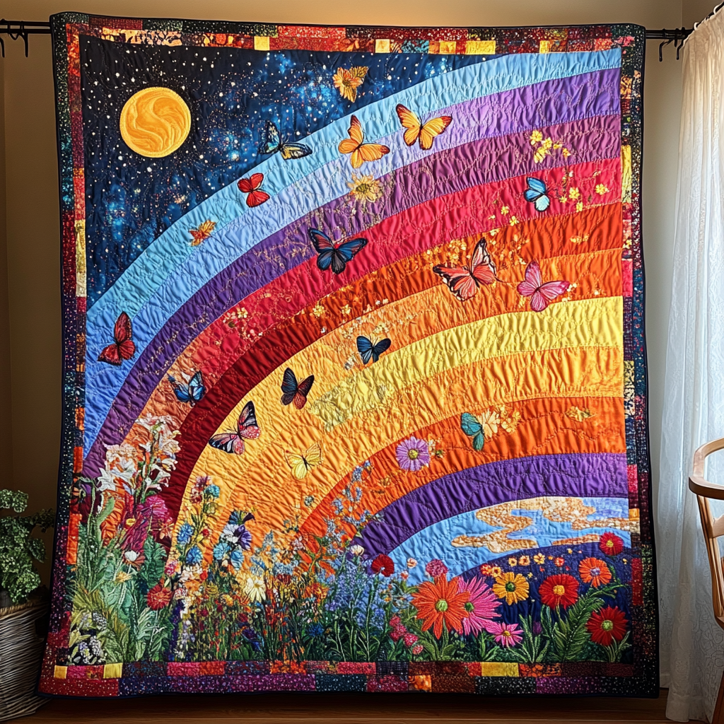 Dancing Breeze Quilted Blanket Cute Throw Blanket Butterfly Birthday Gifts