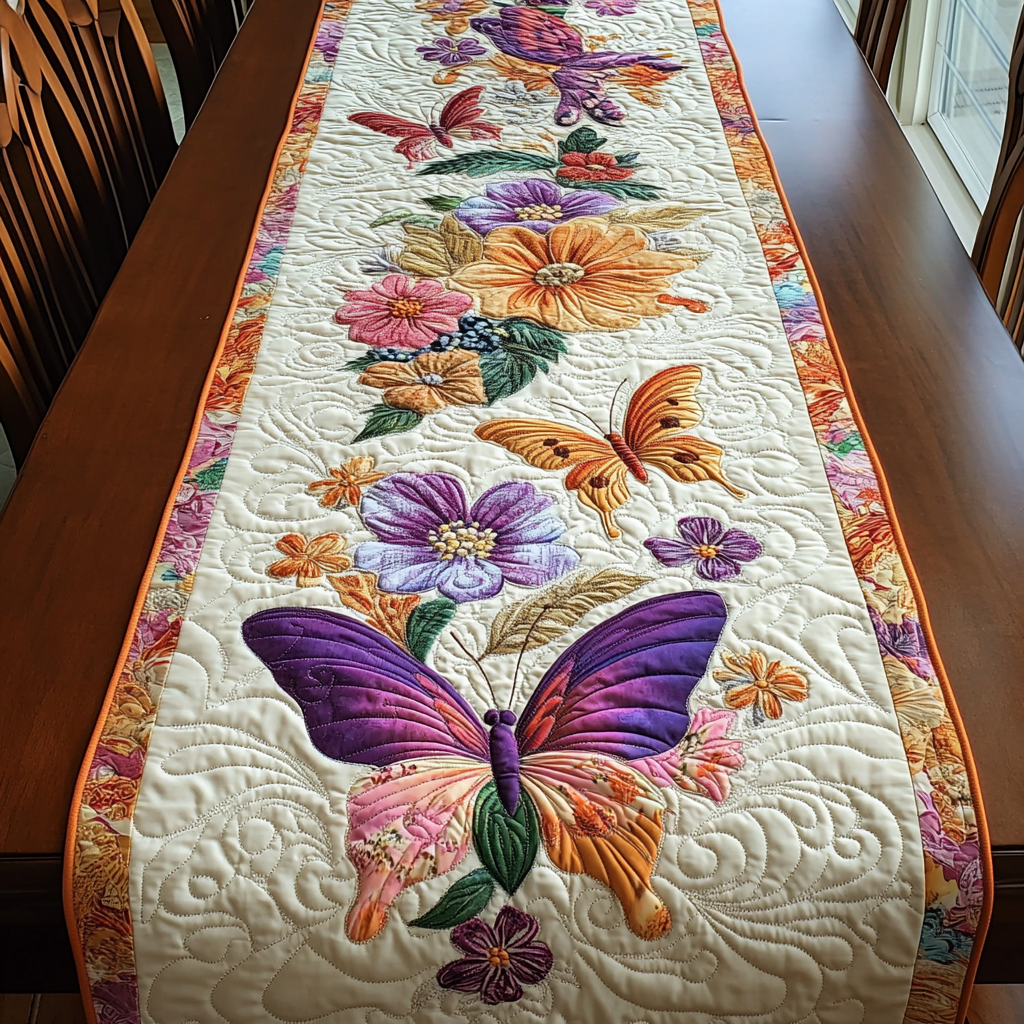 Dancing Breeze Quilted Table Runner Dining Table Decor Butterfly Gifts For Women