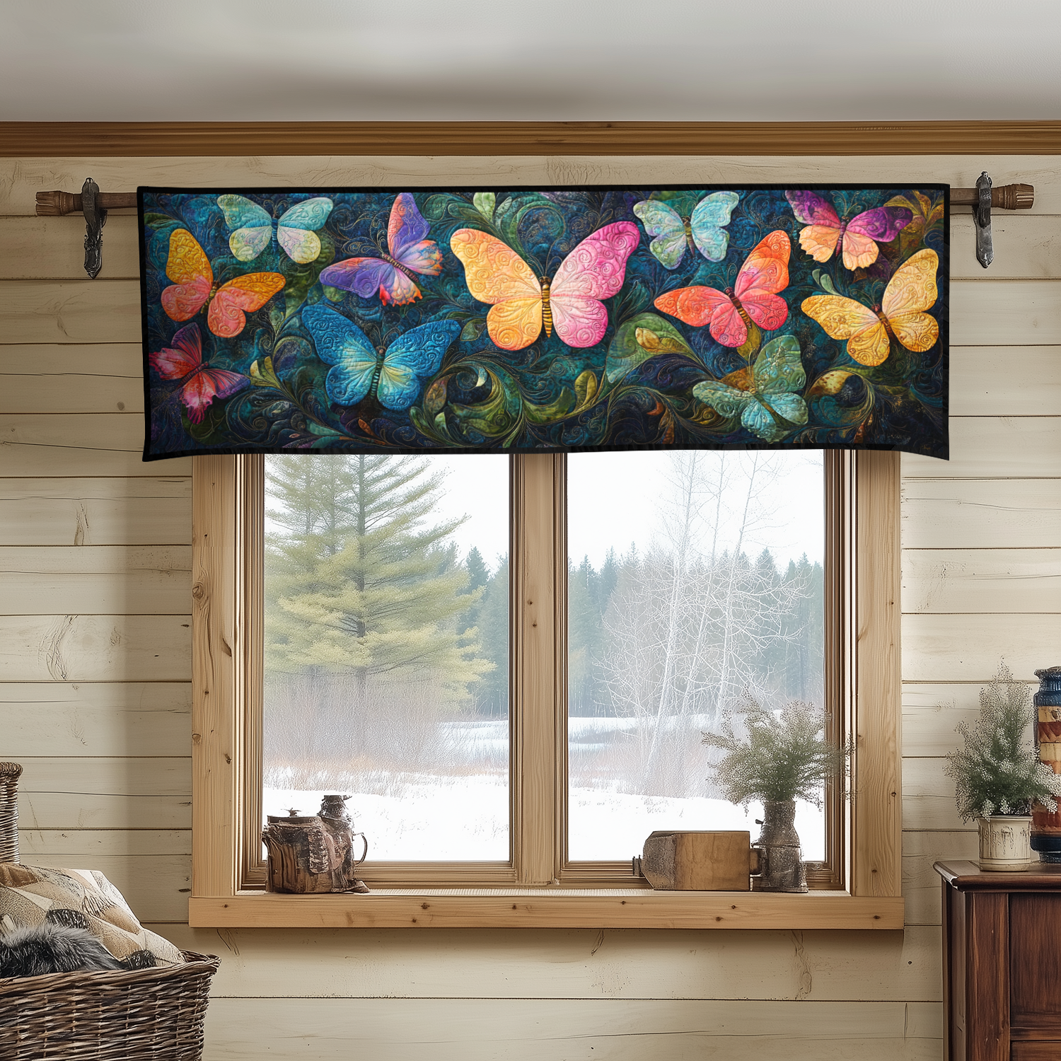Dancing Breeze Quilted Valance Christmas Entry Way Decor Butterfly Birthday Gifts