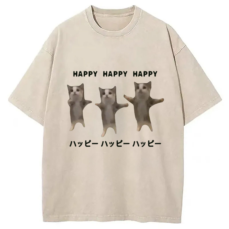 Dancing Cats Washed T-Shirt Casual Vintage Everyday Look Gifts For Best Friend