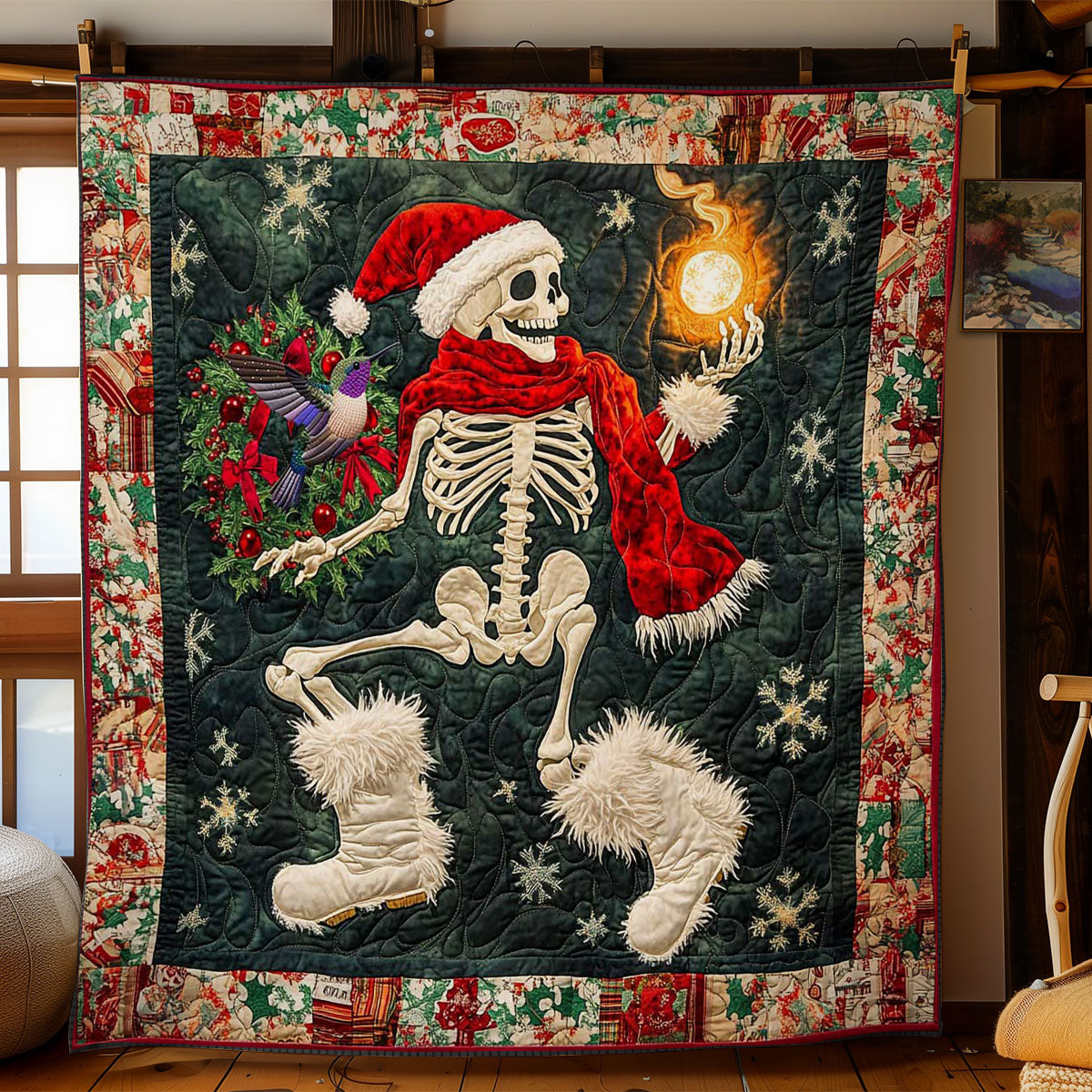 Dancing Christmas Skeleton Quilt Unique Quilt Blanket Gift for Special Occasions