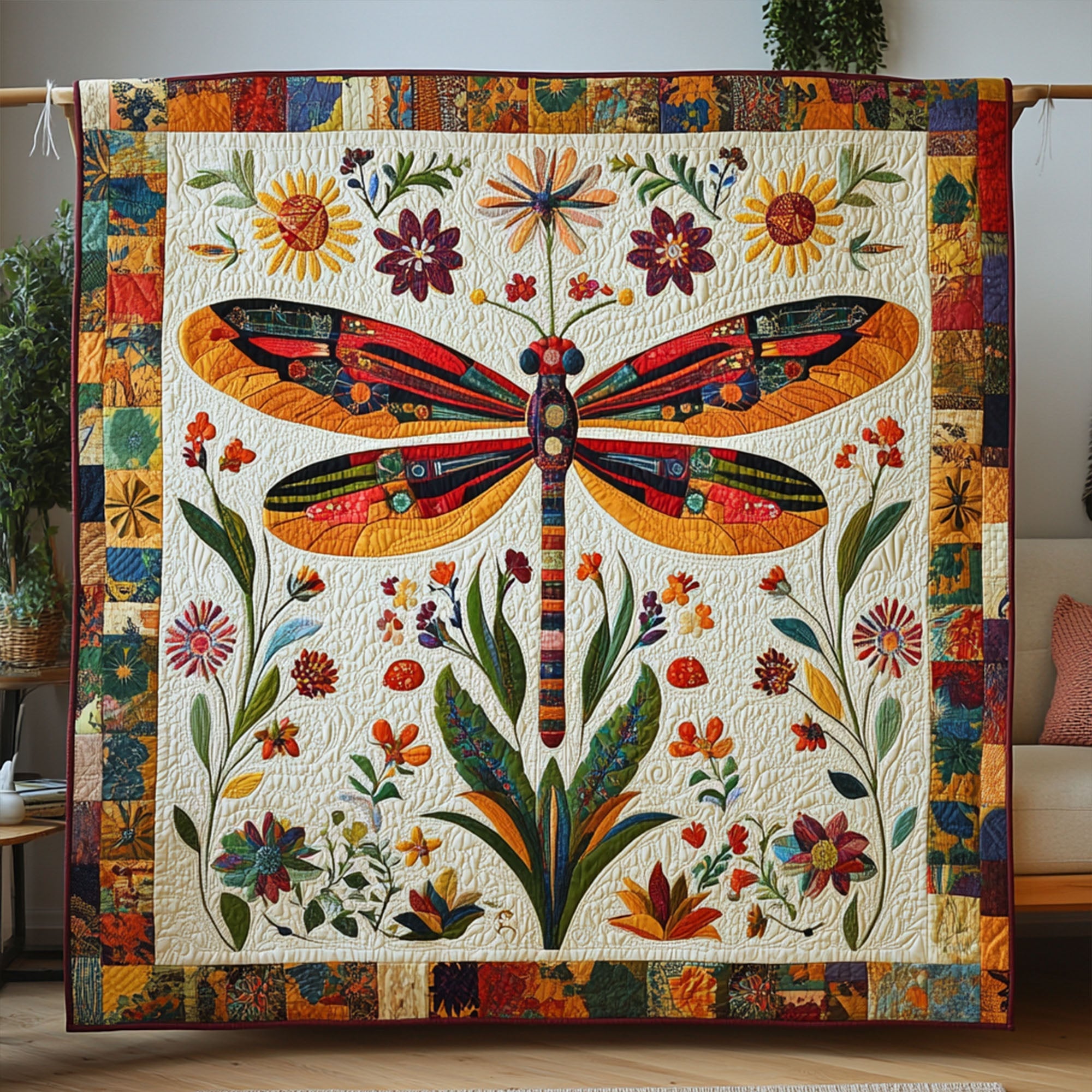 Dancing Dragonflies Quilted Blanket Best Couch Throw Blanket Birthday Presents For Dragonfly Lovers