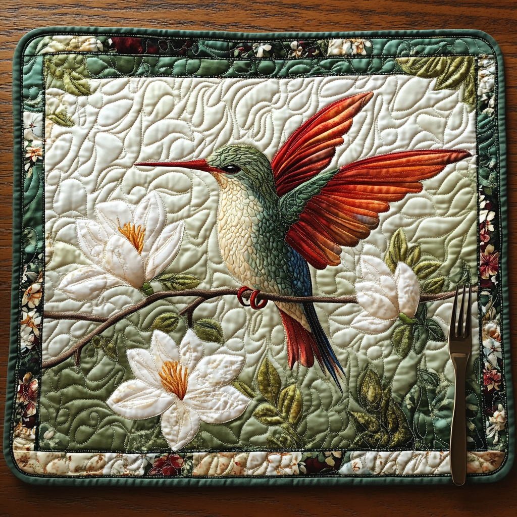 Dancing Feathers Quilted Place Mat Dining Table Accessories Best Hummingbird Christmas Gifts