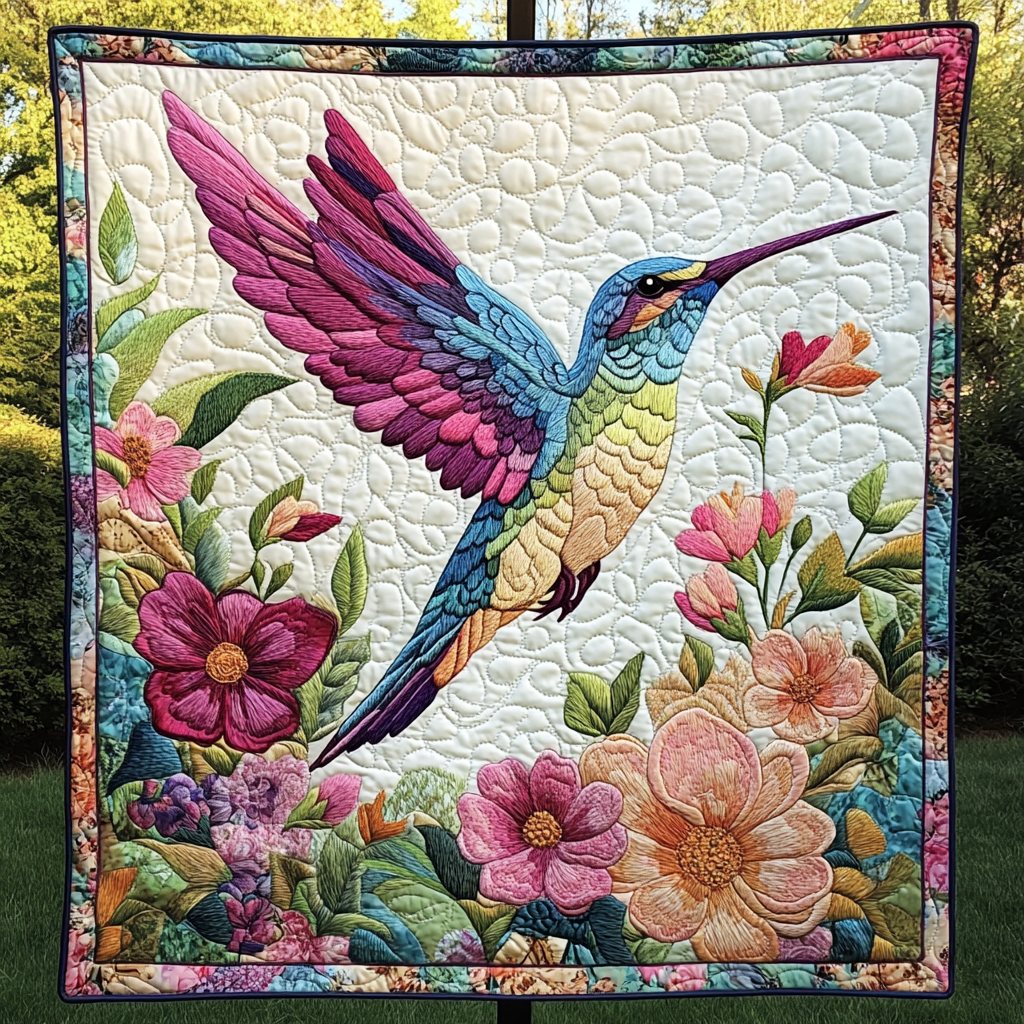 Dancing Hummingbird Quilted Blanket Gifts For Hummingbird Lovers