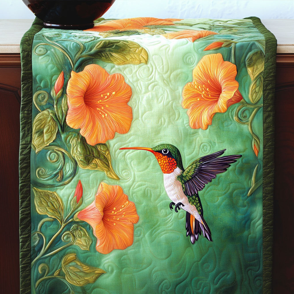Dancing Hummingbirds Quilted Table Runner Dinner Table Decor Cool Gifts For Hummingbird Lovers