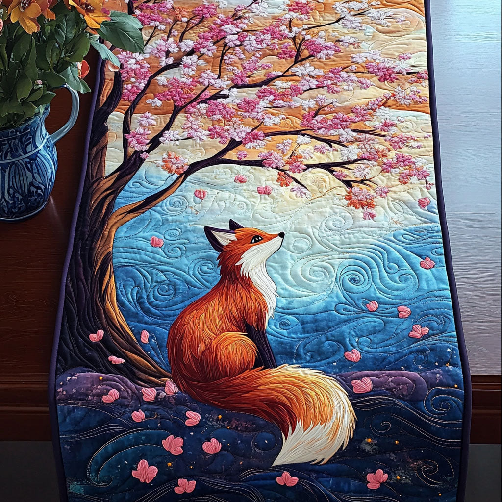 Dancing Kitsune Quilted Table Runner Dining Table Decor Best Fox Gift Ideas