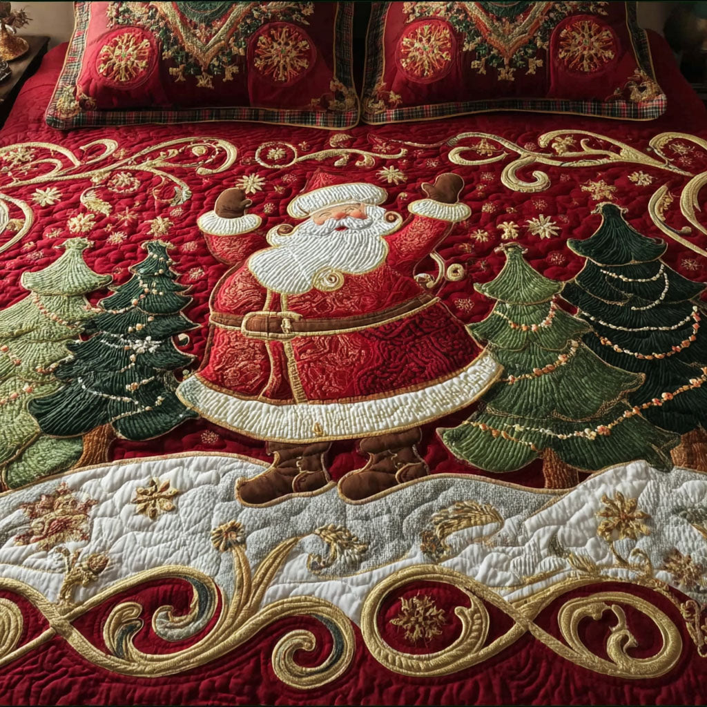 Dancing Santa Quilted Bedding Set Holiday Season Duvet Cover Set Top Christmas Gifts 2025