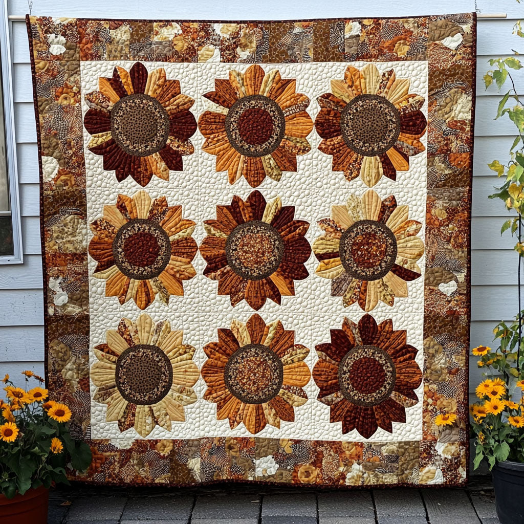 Dancing Sunlight Quilted Blanket Cute Throw Blanket Sunflower Birthday Gifts