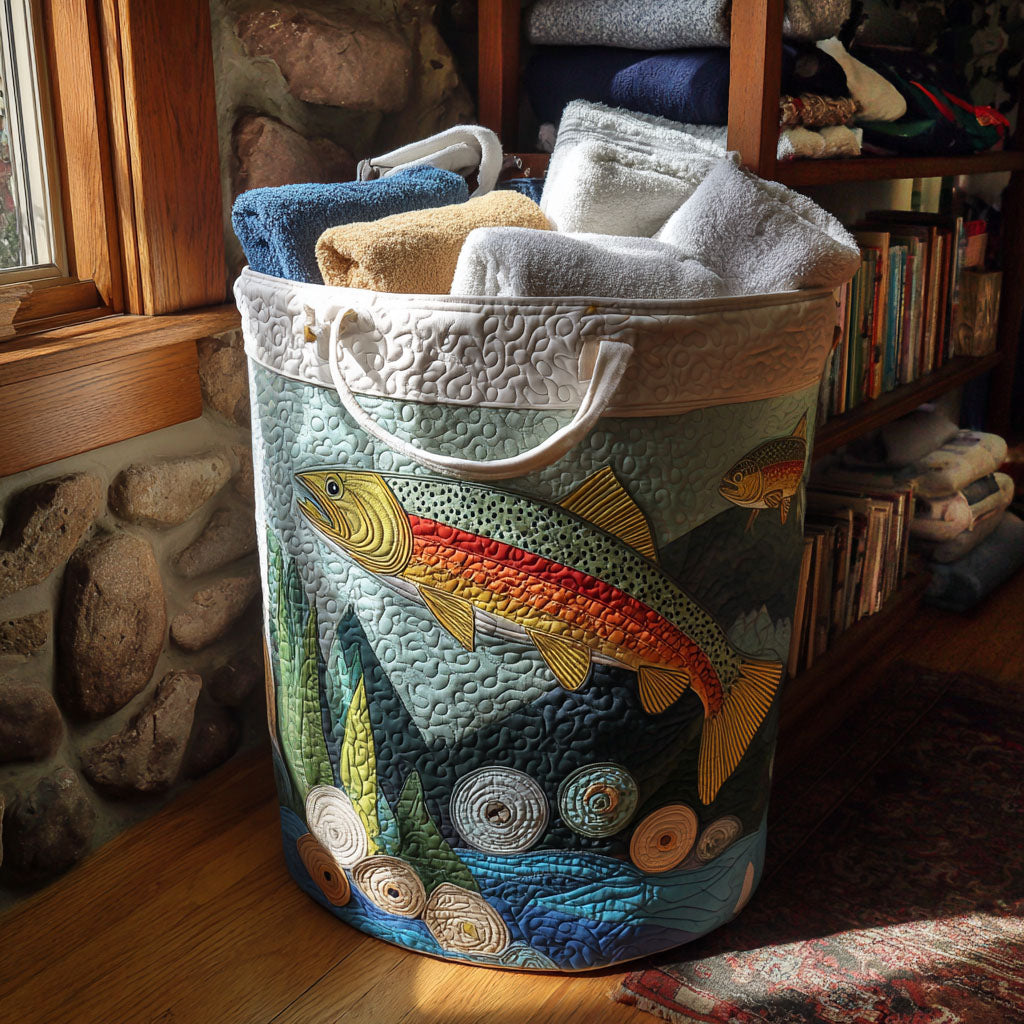 Dancing Waters Quilted Laundry Basket Thoughtful Home Organization Gift for Loved Ones