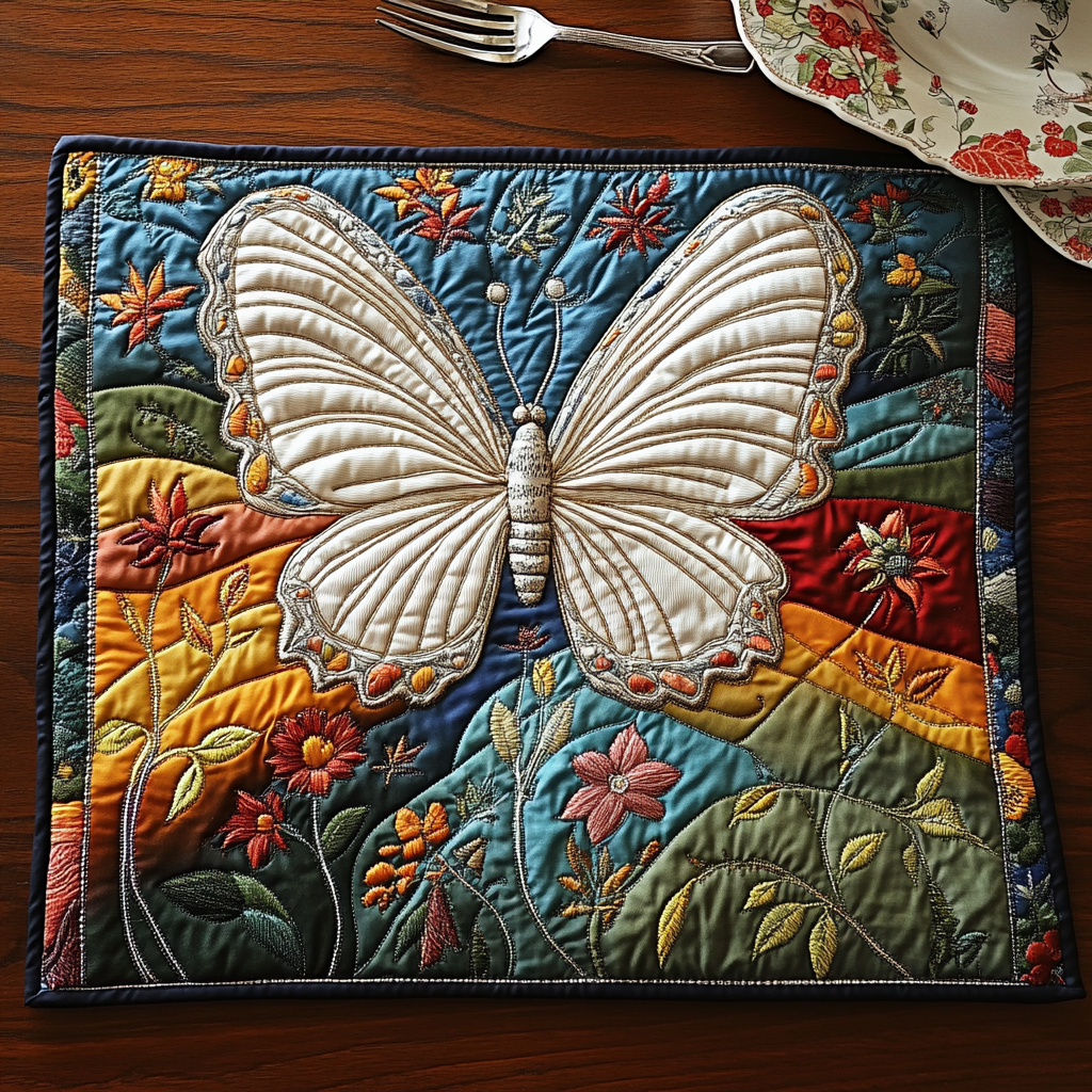 Dancing Wings Quilted Place Mat Dining Room Decor Butterfly Gifts For Friends