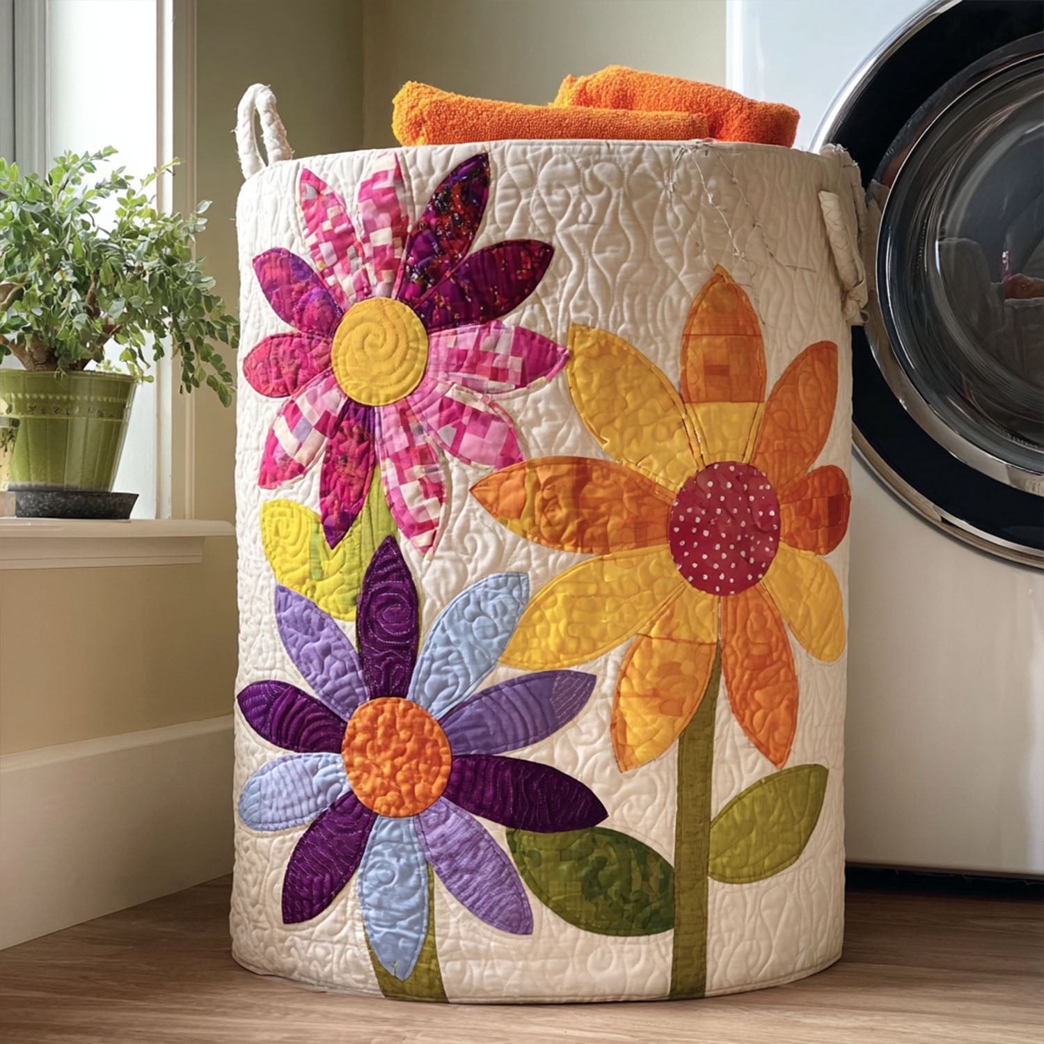 Dandelion Days Quilted Laundry Basket Holiday Season Merch