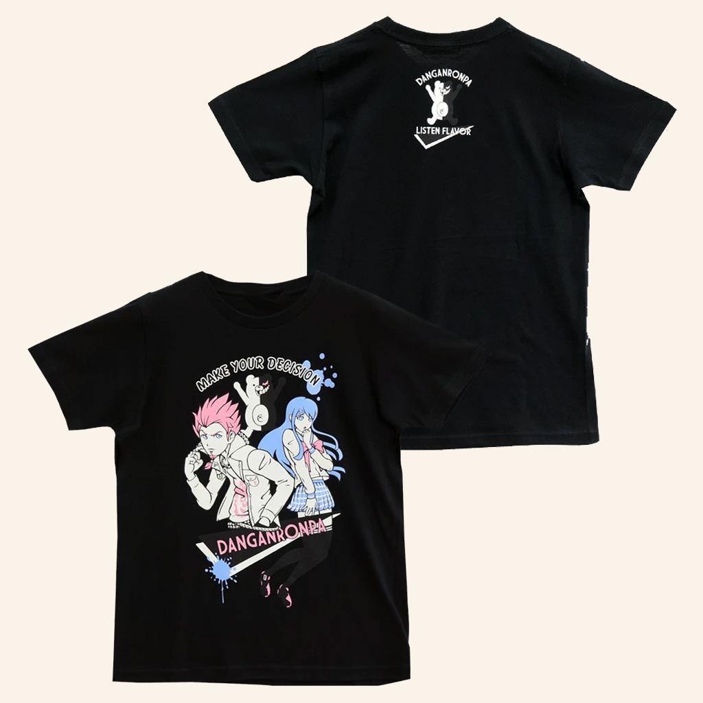Danganronpa Merch Listen Flavor Leon Kuwata X Sayaka Maizono T-Shirt Gifts For Her-1