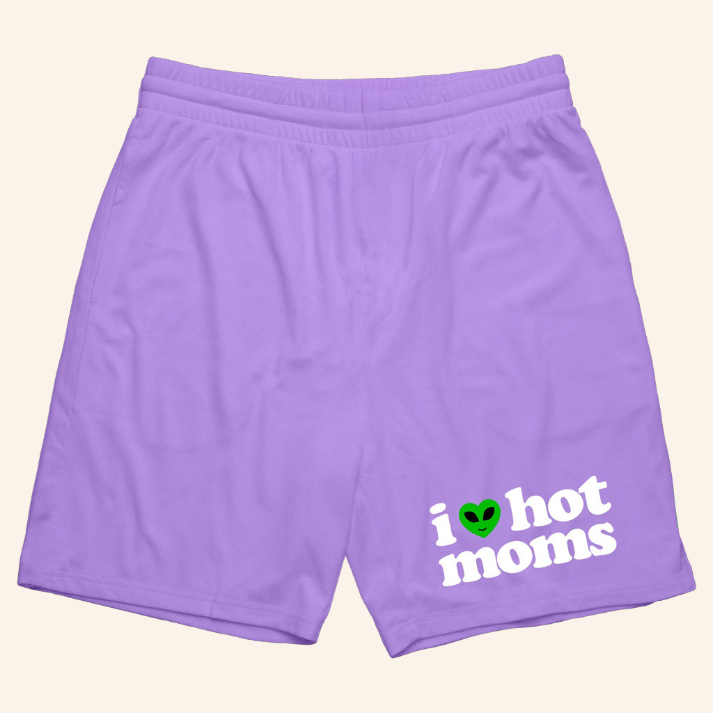 Danny Duncan Merch I Heart Hot Moms Alien Lavender Mesh Shorts Gifts For Friends Danny Duncan Merch I Heart Hot Moms Alien Lavender Mesh Shorts Gifts For Friends