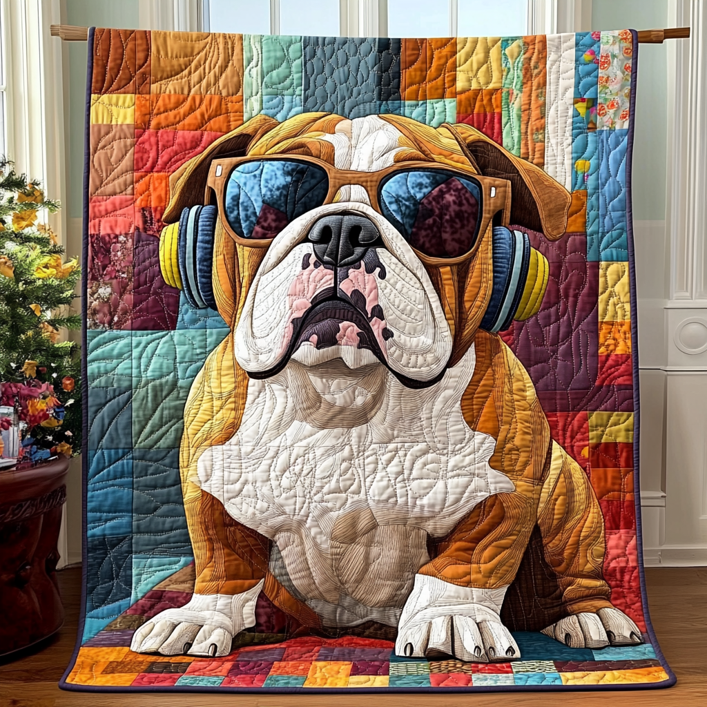Dapper Bulldog Delight Quilted Blanket Presents For Dog Lovers
