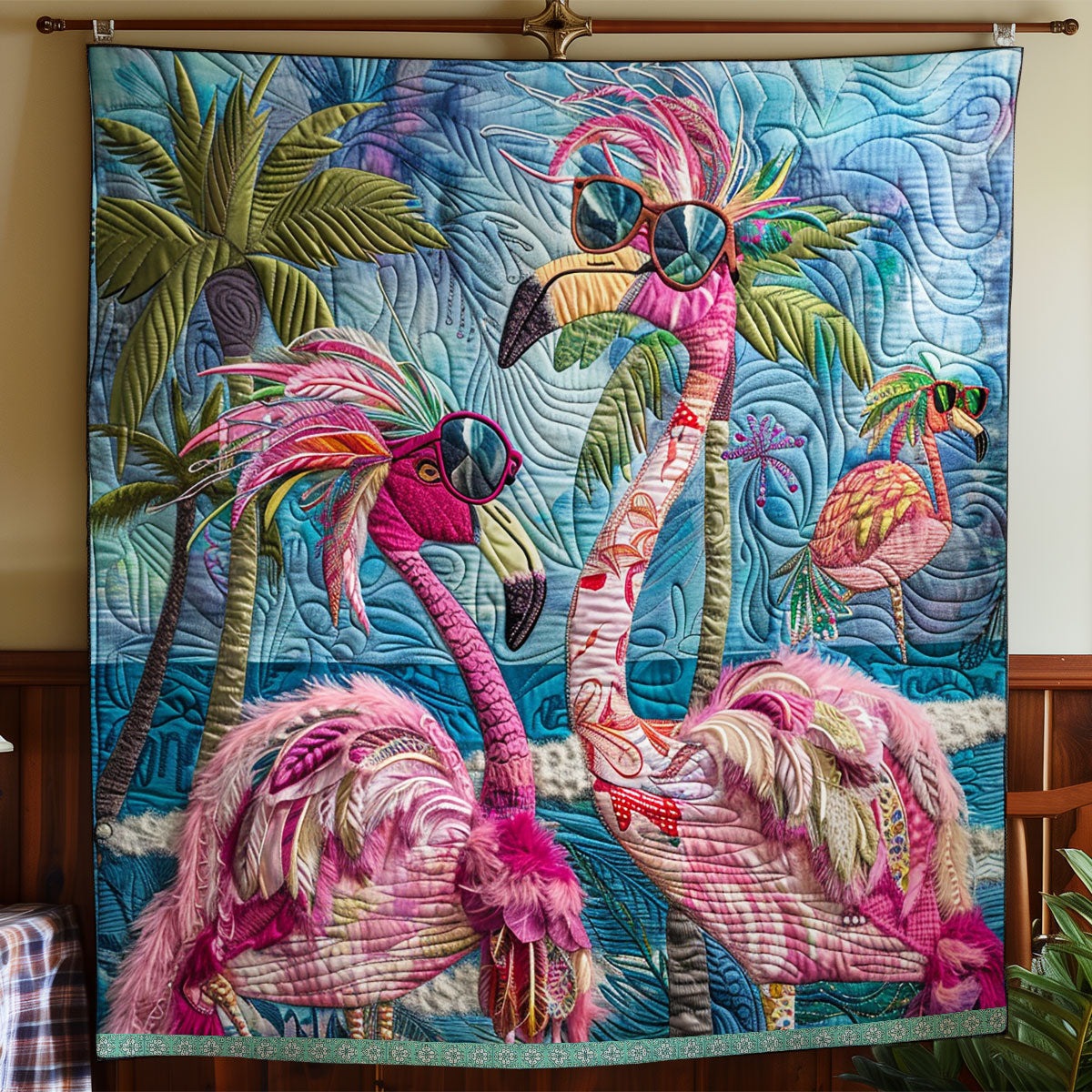 Dapper Flamingo Delight Quilt Beautiful Quilt Blanket Gift for Cozy Living