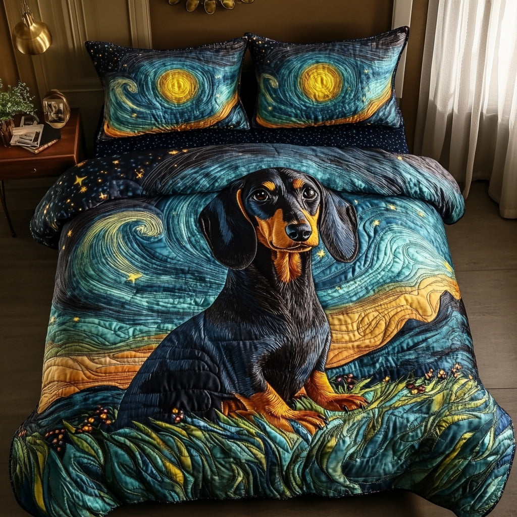Dapple Trail Quilted Bedding Set Duvet Cover Bed Sheet Set Christmas Gifts For Dachshund Lovers