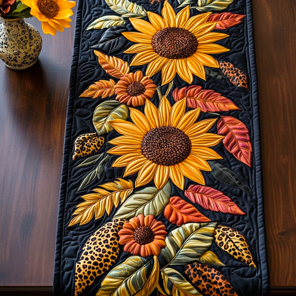 Dappled Fields Quilted Table Runner Dining Room Table Decor Sunflower Gifts For Her