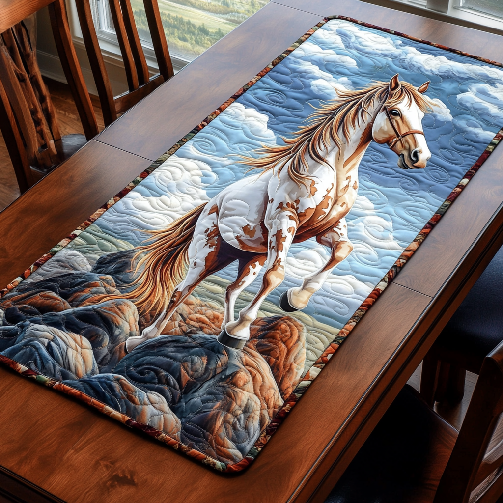 Dappled Glory Quilted Table Runner Dining Decor Horse Themed Gifts For Adults