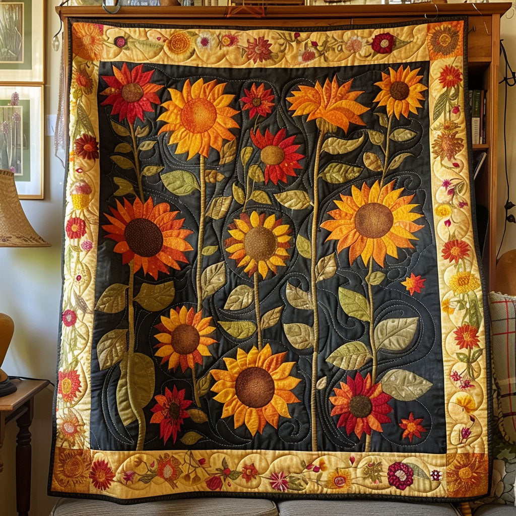 Dappled Sunflower Harmony Quilted Blanket Gifts For Sunflower Lovers