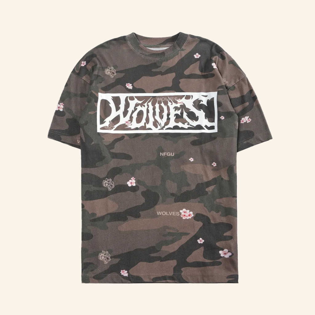 Darc Sport Merch Midnight Wolves Blossom Woodland Camo T-Shirt Gifts For Friends