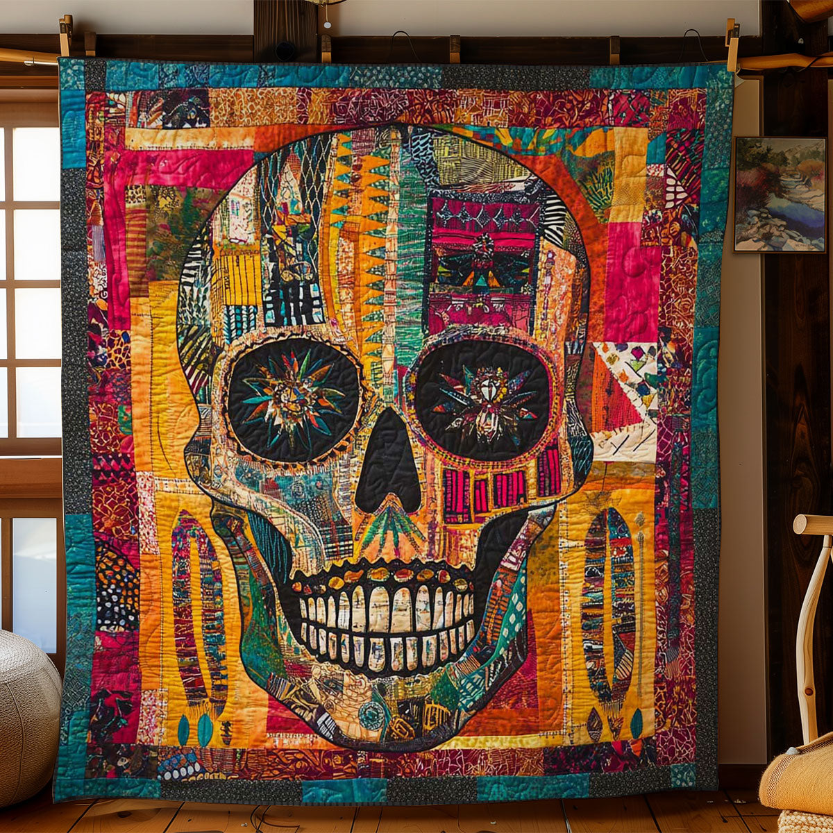 Dark African Skull Quilt Soft Quilt Blanket Gift to Warm Hearts