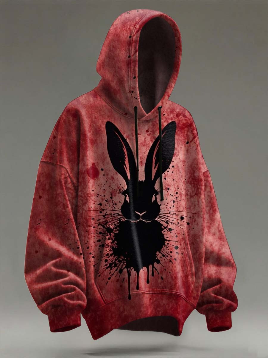 Dark Bunny Halloween Hoodie Black Rabbit Pullover Holiday Presents For Bunny Lovers