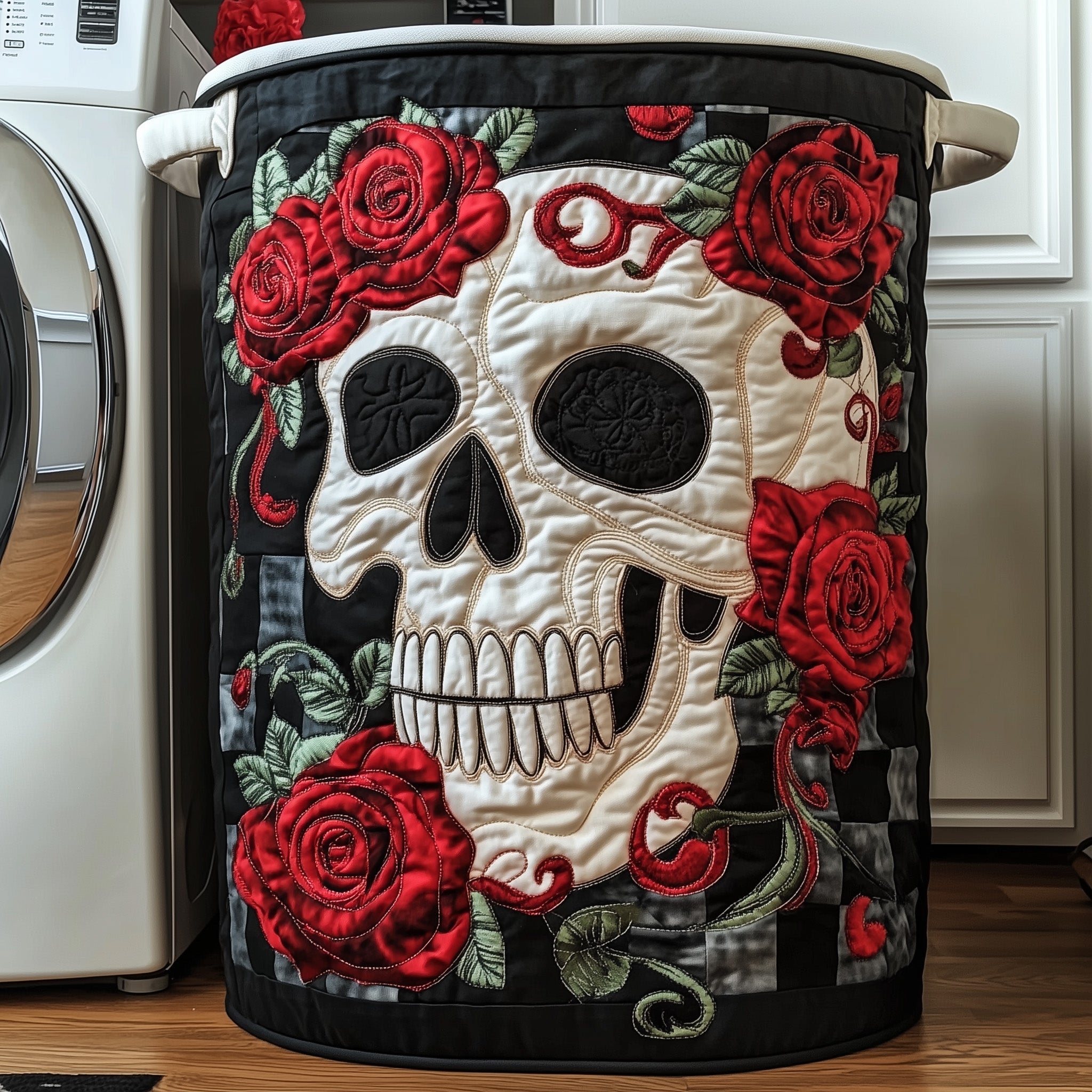 Dark Elegance Quilted Laundry Basket Back To School Merch