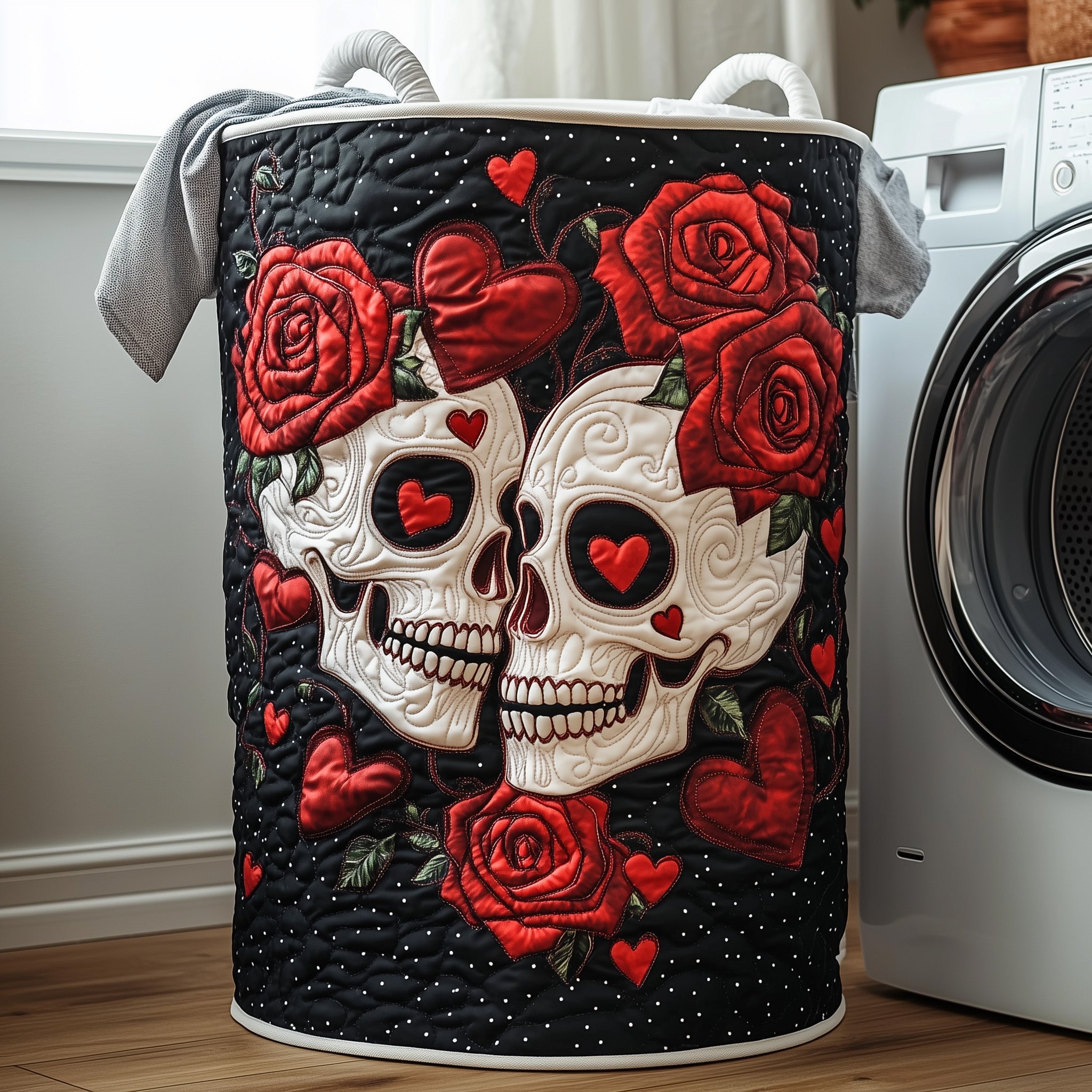 Dark Elegance Quilted Laundry Basket Everyday Merch Choice