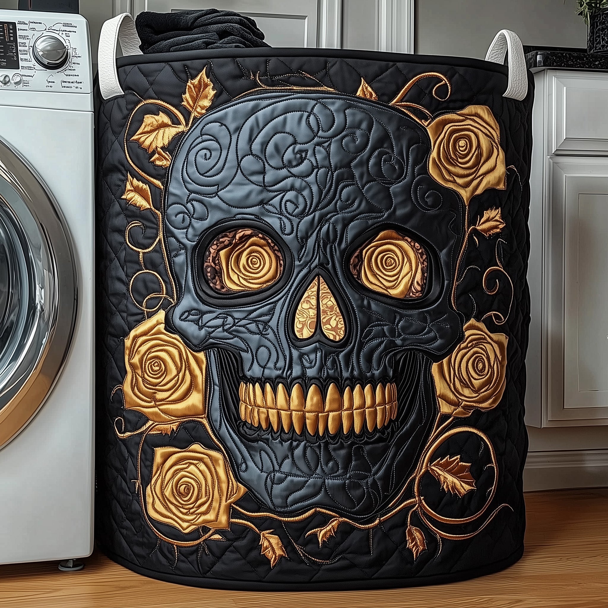 Dark Elegance Quilted Laundry Basket Holiday Gift For Laundry Lovers