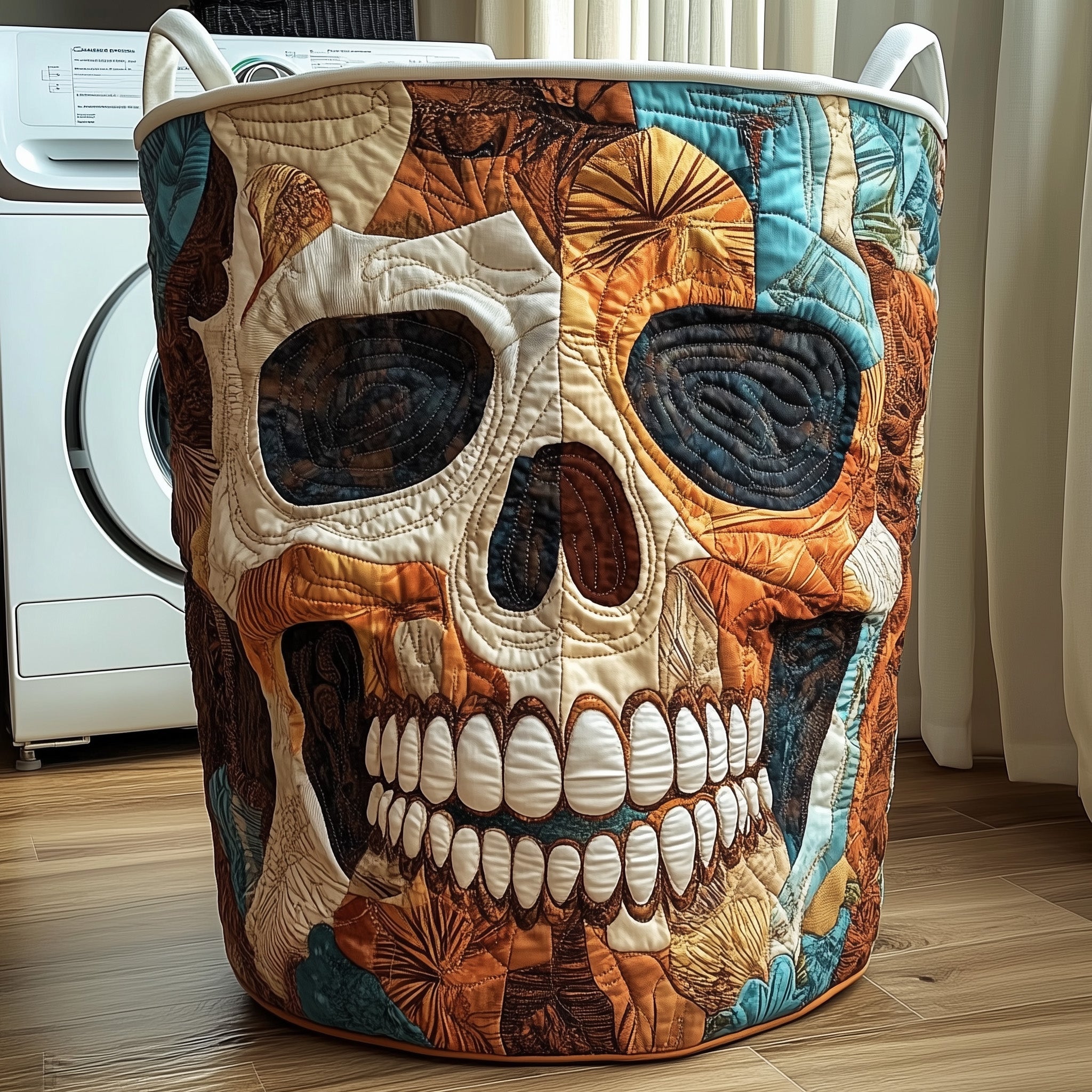 Dark Elegance Quilted Laundry Basket Merch For Friends